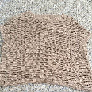 Light Taupe Open-Knit Sleeveless Sweater